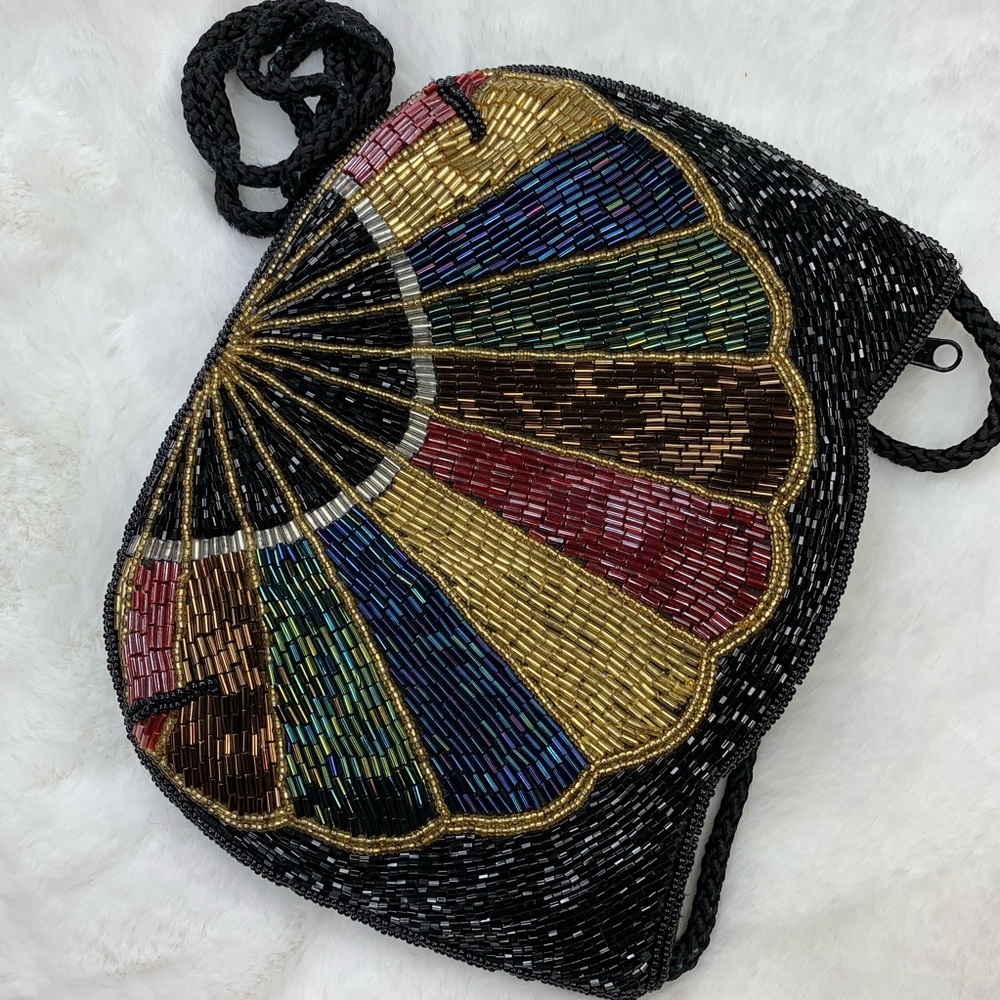 Beaded Evening Bag. Crossbody. Peacock Pattern - Picture 5 of 7